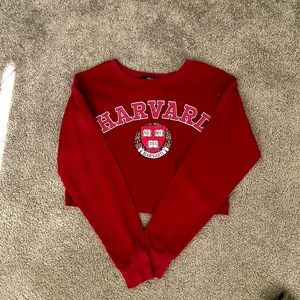 Forever 21 Harvard Long Sleeve Crop-top, size S
